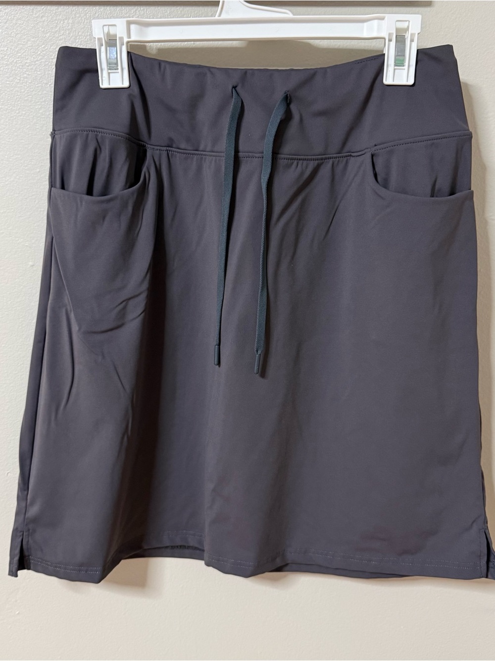 SANTINY Grey Golf Tennis Pickleball Skirt Skirt Womens L Drawstring Pockets